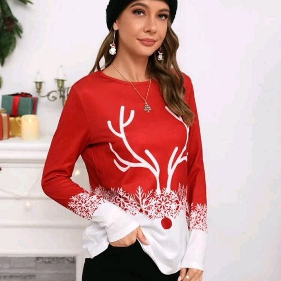 Christmas Print Crew Neck Tee - Picture 4 of 7